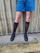 Tartan Knee High Sheer Socks - Black