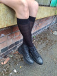 Tartan Knee High Sheer Socks - Black