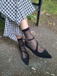 Floral Pattern Sheer Socks - Black