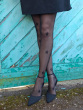 All Over Large Star Pattern Tights - Black/Silver