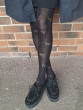 Knitted Opaques Bow Pattern Tights - Black