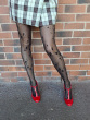 Floral Tattoo Pattern Tights - Black