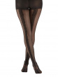 Animal Pattern Back Seam Tights - Black