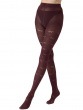 Knitted Opaques Bow Pattern Tights - Burgundy