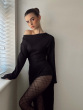 Ribbon Pattern Tights - Black