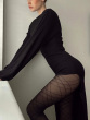 Ribbon Pattern Tights - Black