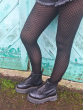Diamond Lattice Pattern Tights - Black
