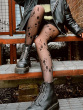 Floral Tattoo Pattern Tights - Black