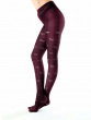 Knitted Opaques Bow Pattern Tights - Burgundy