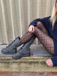Ribbon Pattern Tights - Black
