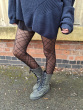 Ribbon Pattern Tights - Black