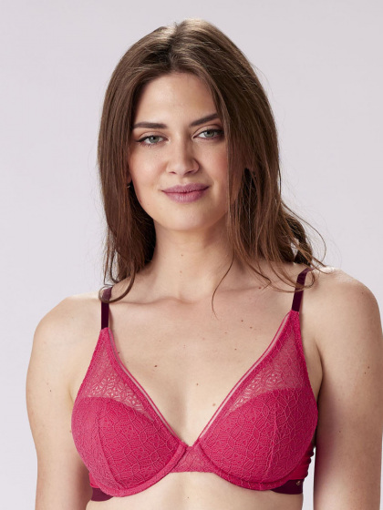 Delicate Lace Underwired T-shirt Bra - Watermelon