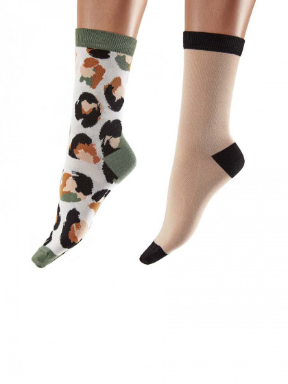 Animal Pattern Bamboo Socks 2 Pair Pack - Multi