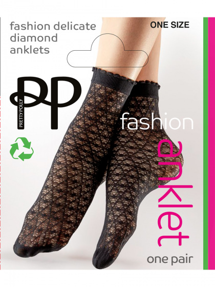 Delicate Diamond Pattern Anklets - Black