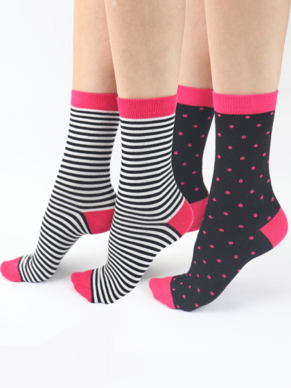 Spot Stripe Mix Bamboo Socks 2 Pair Pack