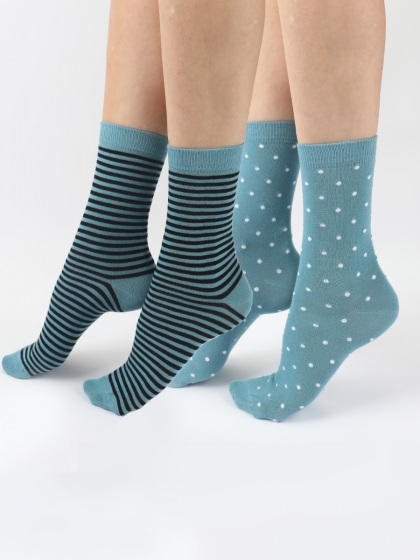Stripe Spot Mix Bamboo Socks 2 Pair Pack