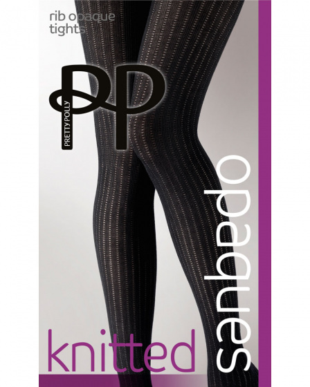 Knitted Opaques Rib Tights - Black