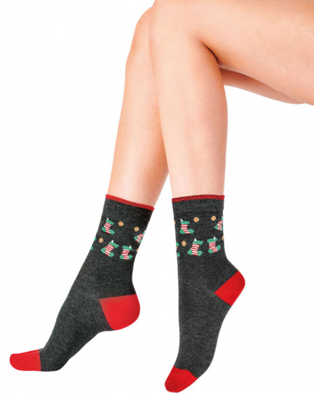 Christmas Stocking Socks - Grey Mix