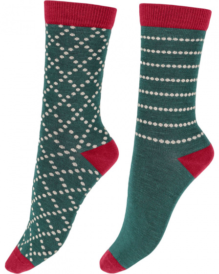 Diamond Spot Bamboo Socks 2 Pair Pack - Green Mix