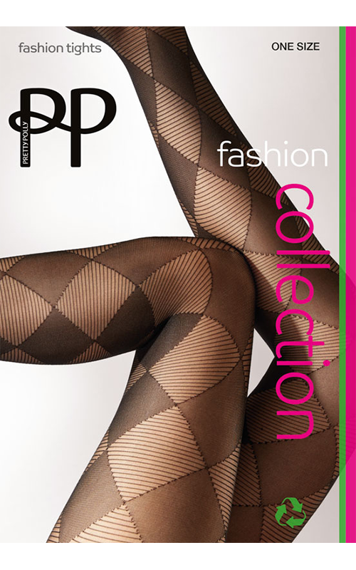 Large Diamond Recycled Fashion Tights Black