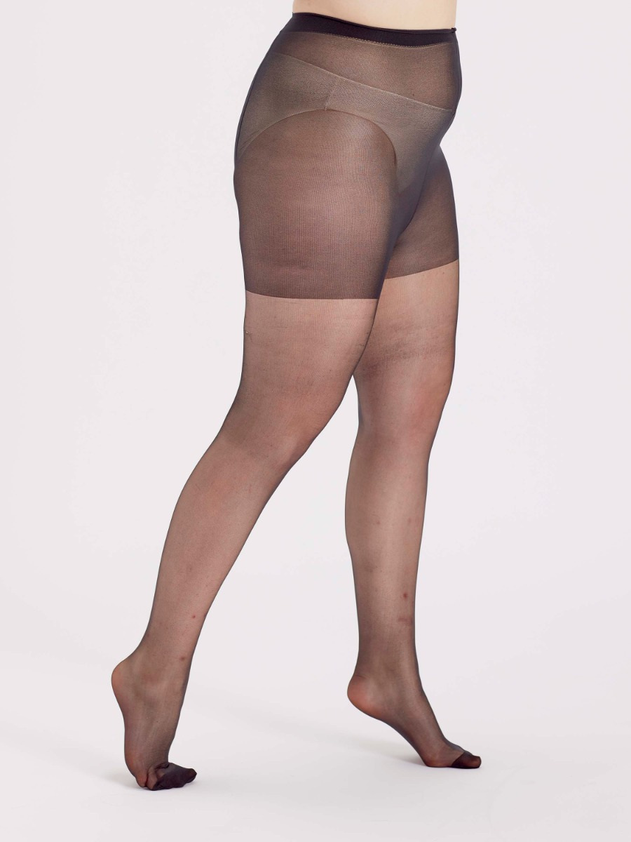 Curves Ladder Resist 15 Denier Barely Black Pretty Polly