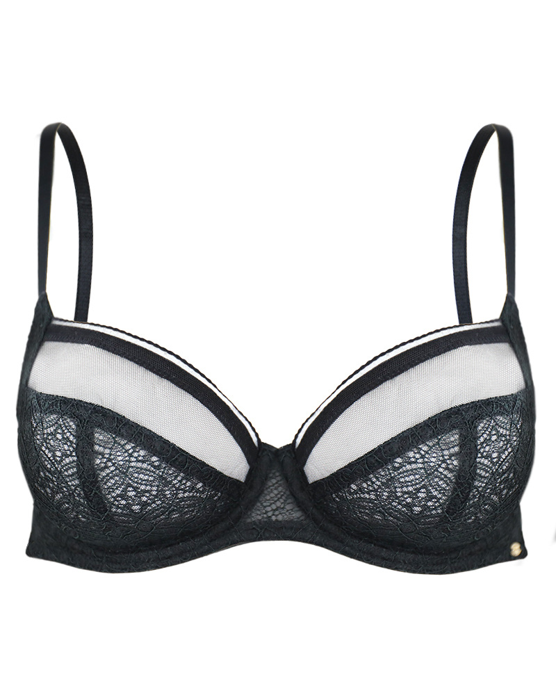 Delicate Lace Non Padded Underwired Black Bra Pretty Polly