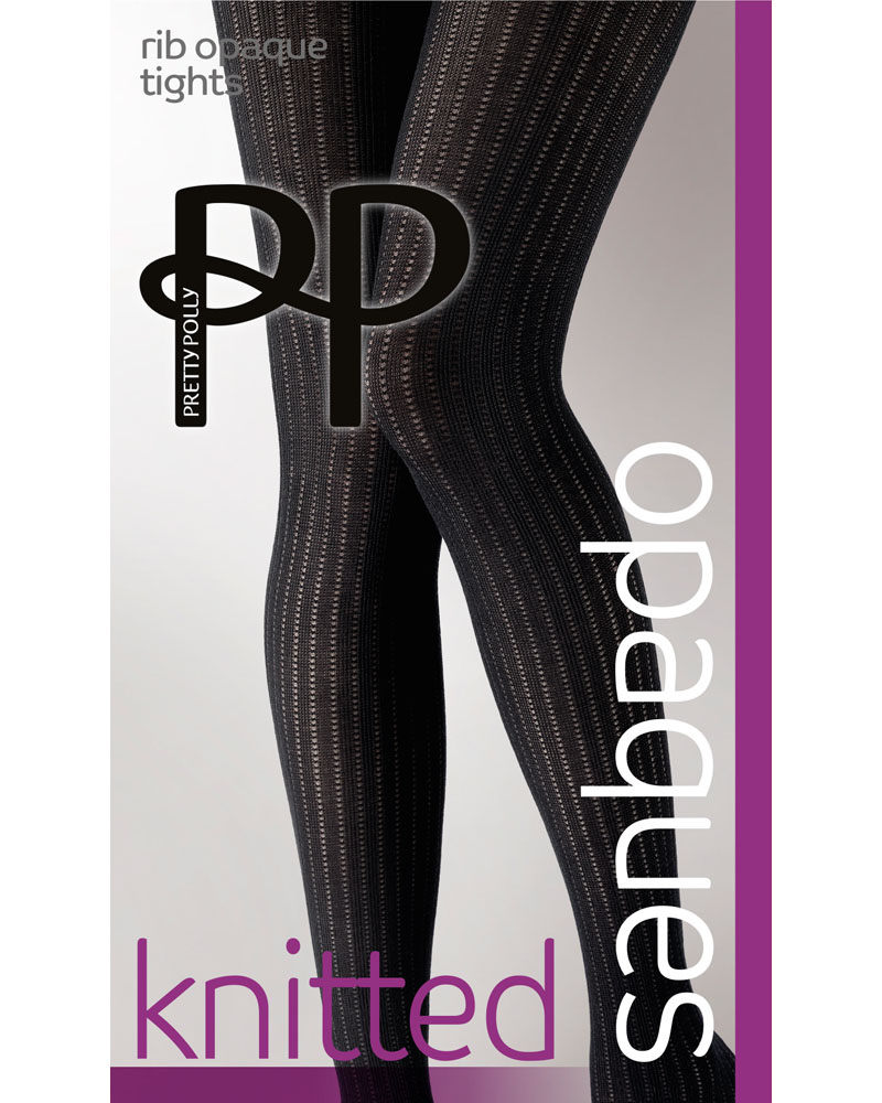 Knitted Opaques Rib Tights Black Pretty Polly