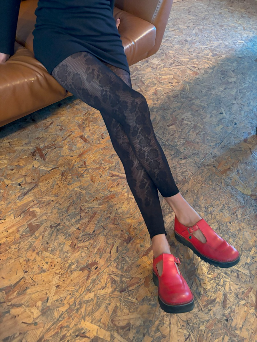 Floral Footless Tights Black Pretty Polly®