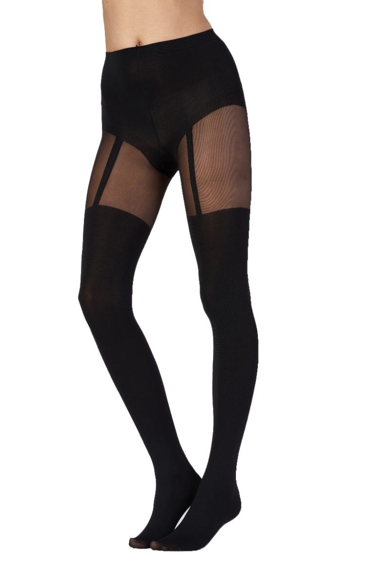 60 Denier Fashion Suspender Tights Black