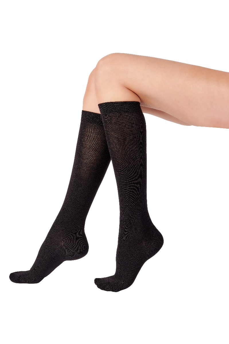 Bamboo Knee High Plain Socks 1 Pair Pack Black Pretty Polly