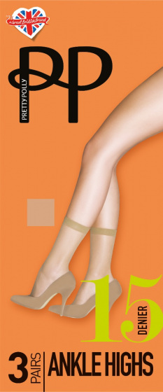 Everyday 15 Denier Smooth Knit Ankle Highs 3 Pair Pack - Natural