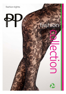 Floral Lace Pattern Tights - Black