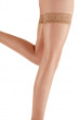 Nylons 10 Denier Lace Top Hold Ups - Sherry. Pretty Polly hosiery. Sheer gloss tights evoking vintage glamour, leg up model
