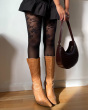 Autumn Fall Floral Tights - Black