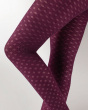 Knitted Opaques Small Diamond Flower Tights - Burgundy