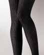 Knitted Opaques Rib Tights - Black