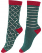 Diamond Spot Bamboo Socks 2 Pair Pack - Green Mix