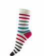Narrow Stripe Bamboo Socks 2 Pair Pack - White Mix