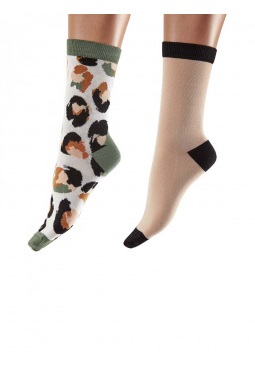 Animal Pattern Bamboo Socks 2 Pair Pack- Multi