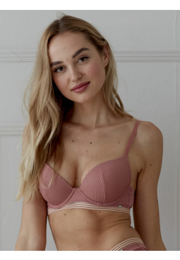 Contemporary Rib Underwired T-Shirt Bra - Dusty Rose