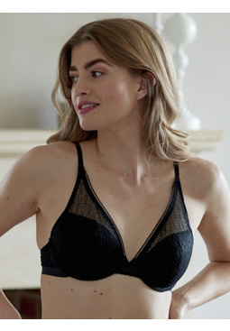 Delicate Lace Underwired T-Shirt Bra - Black