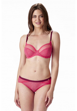 Delicate Lace Non Padded Underwired Balconette Bra - Watermelon