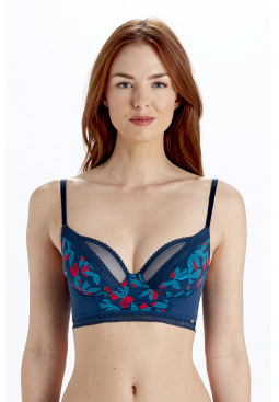 Tropics Longline Non Pad Plunge Bra - Print