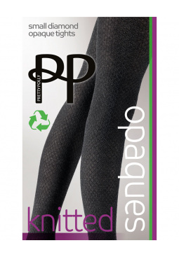 Knitted Opaques Small Diamond Tights - Charcoal