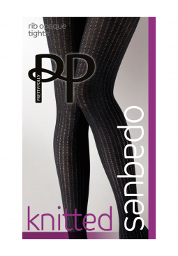 Knitted Opaques Rib Tights - Black