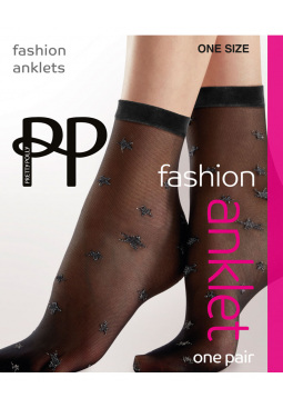 Sparkly Star Mesh Anklet - Black/Silver