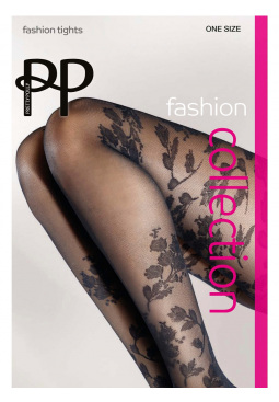 Autumn Fall Floral Tights - Black