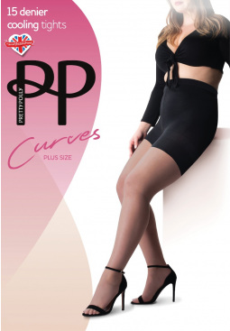 Curves 15 Denier Sheer Cooling Tights - Black