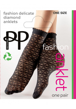 Delicate Diamond Pattern Anklets - Black