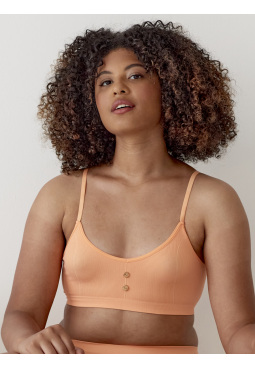 Seamfree Eco-Wear Rib Button Bra - Coral